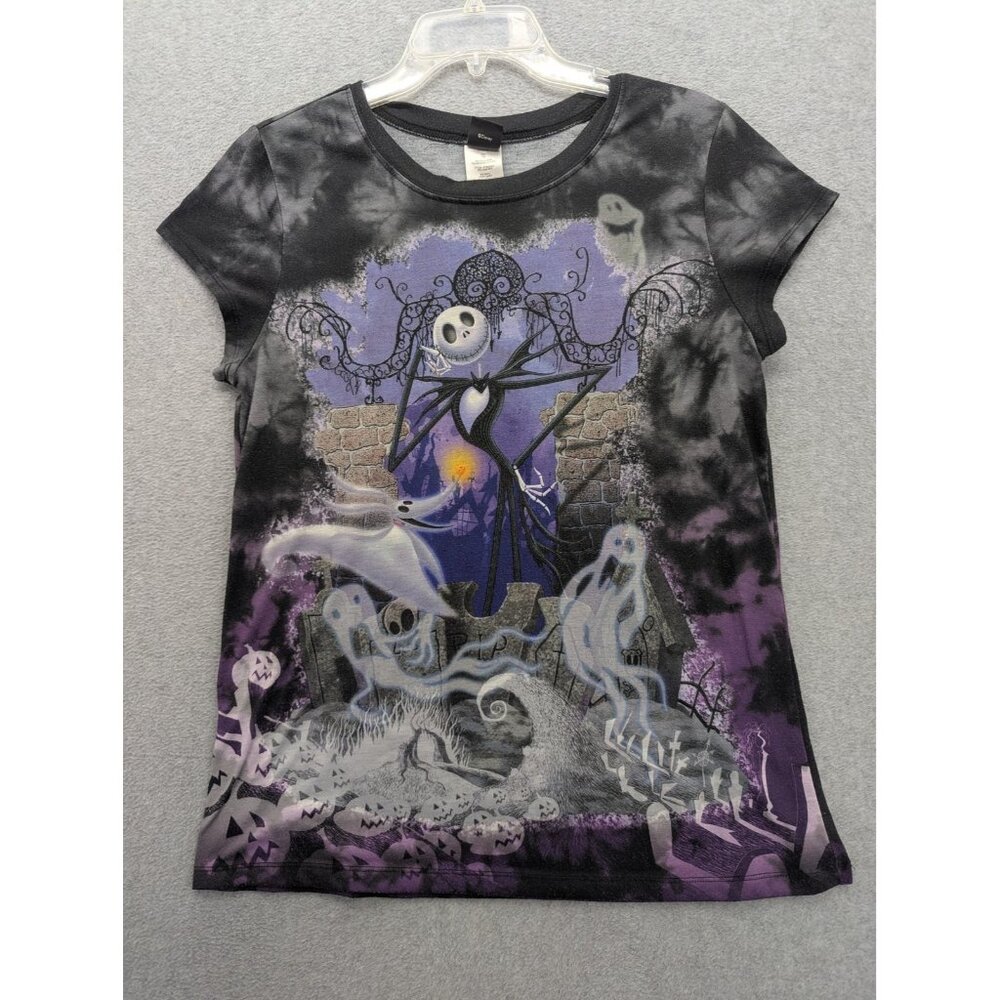 Disney Nightmare Before Christmas Shirt Womens Juniors XXL Tie-Dye Black Purple